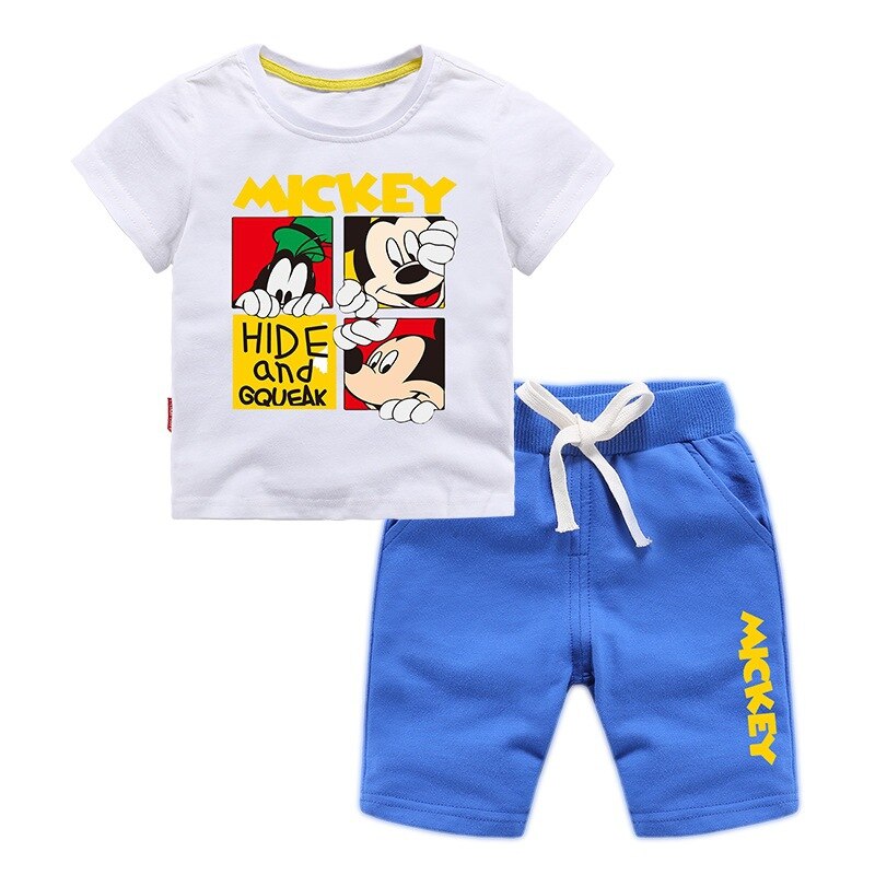 Conjunto do mickey para meninos de verão de 2 peças camiseta + short