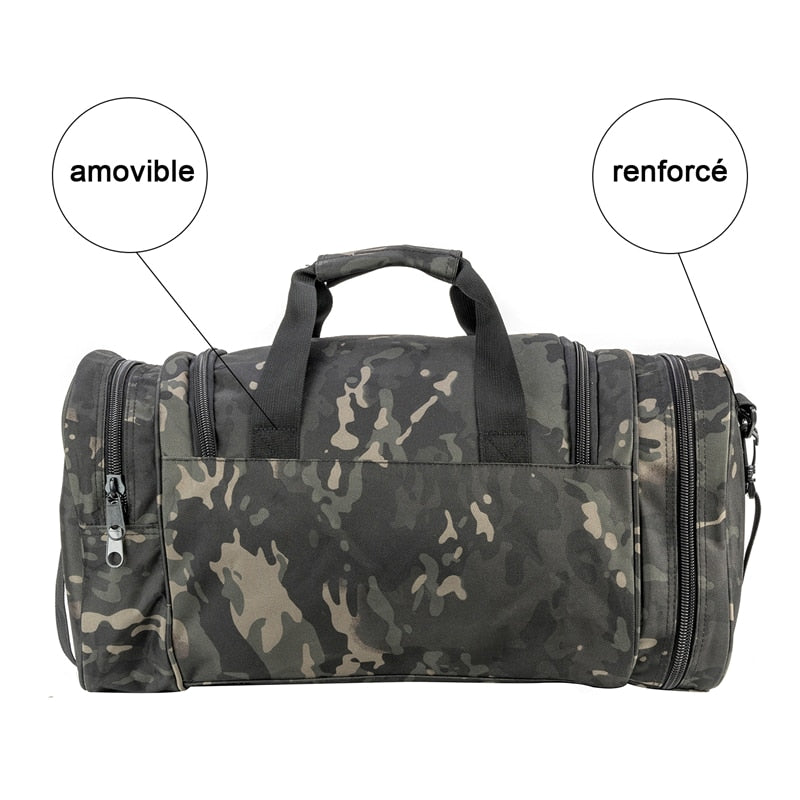 Bolsa de viagem tático militar masculino com compartimento para sapatos