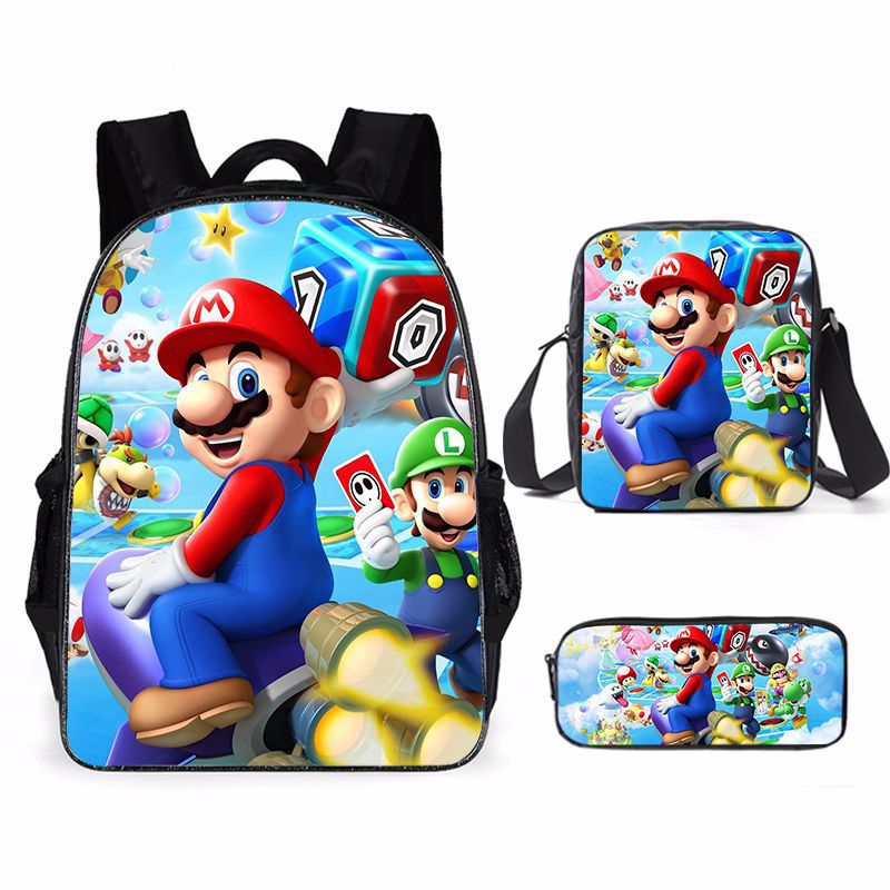 Kit escolar do Super Mario 3 peças Estojo + Bolsa + Mochila