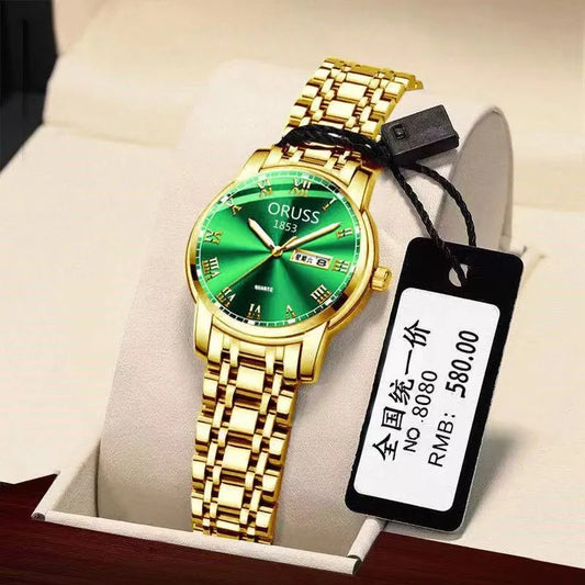 Relógio feminino de negócios ORUSS em aço inoxidável original à prova d'água