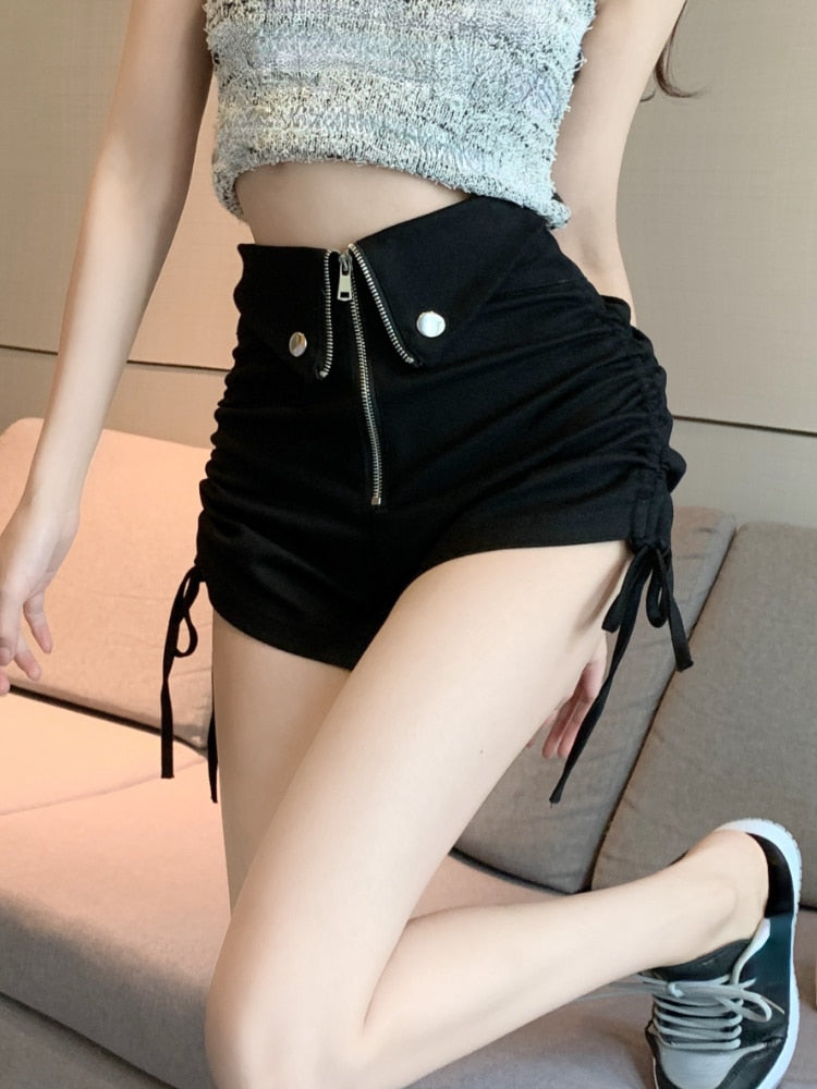 Short largo de cintura alta feminino casual design vintage