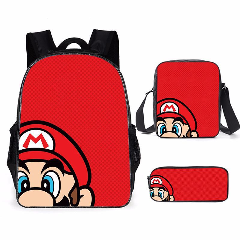 Kit escolar do Super Mario 3 peças Estojo + Bolsa + Mochila