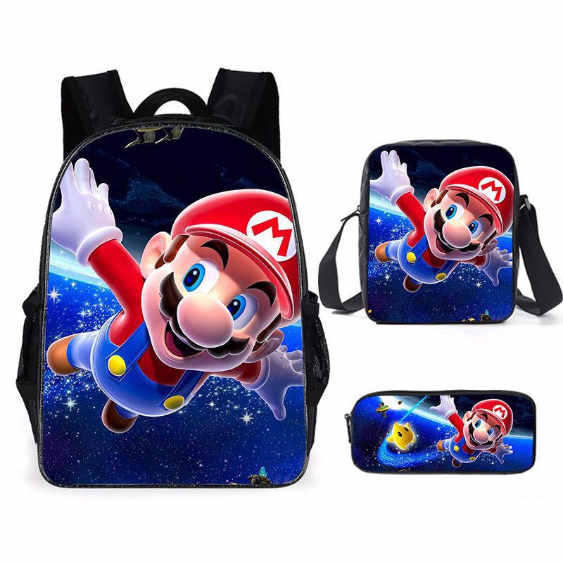 Kit escolar do Super Mario 3 peças Estojo + Bolsa + Mochila