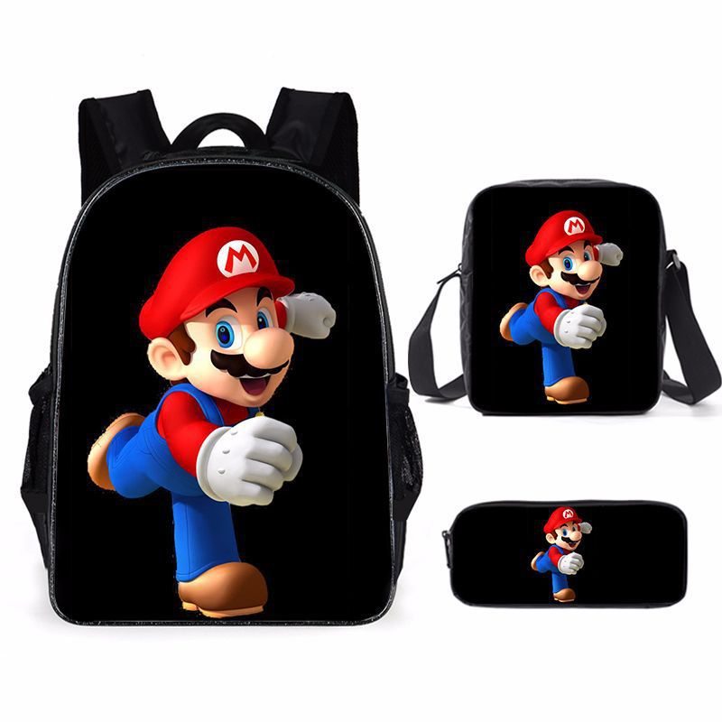 Kit escolar do Super Mario 3 peças Estojo + Bolsa + Mochila