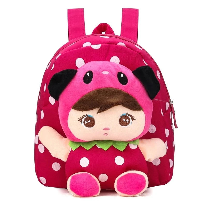 Mochila escolar infantil de pelúcia com desenho animado para crianças escolares de jardim de infância