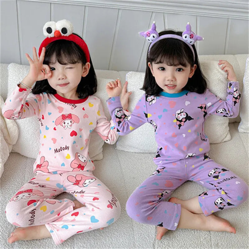 Pijama infantil feminino de anime calça + camisa de outono 14 + anos