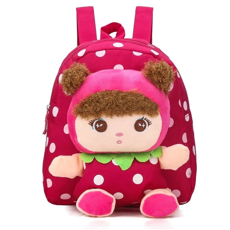 Mochila escolar infantil de pelúcia com desenho animado para crianças escolares de jardim de infância