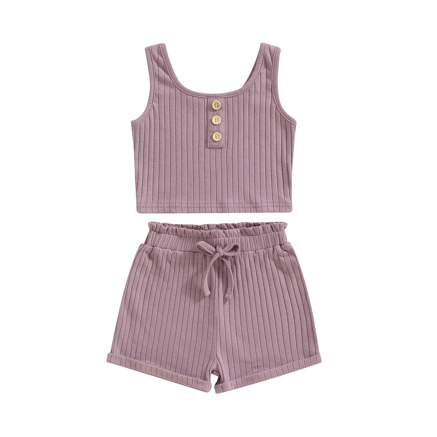 Conjunto para meninas e bebês colete com botões +short