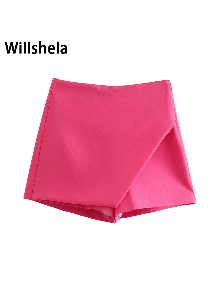 Shorts femininos Willshela com zíper lateral