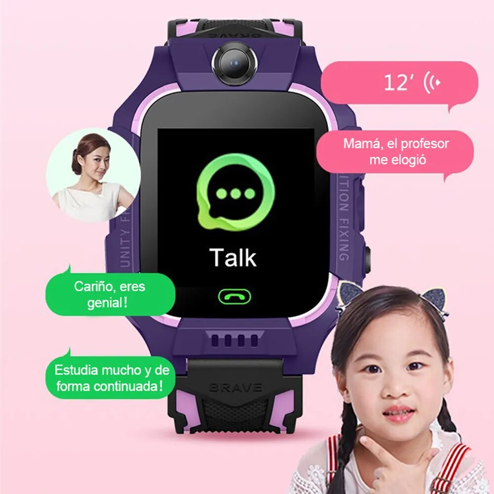 Relógio infantil inteligente com GPS e videochamada  com câmera e mensagens
