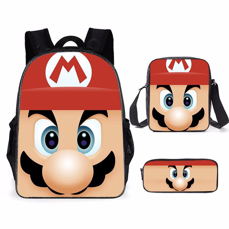 Kit escolar do Super Mario 3 peças Estojo + Bolsa + Mochila