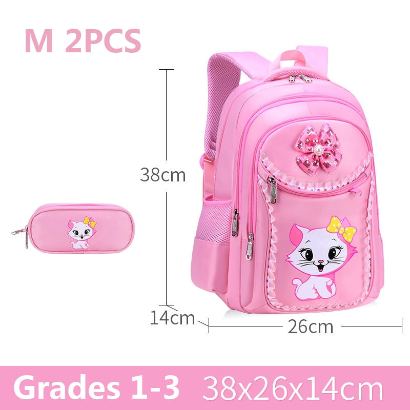 Kit escolar rosa fofa infantil para meninas mochila + estojo + bolsa pequena