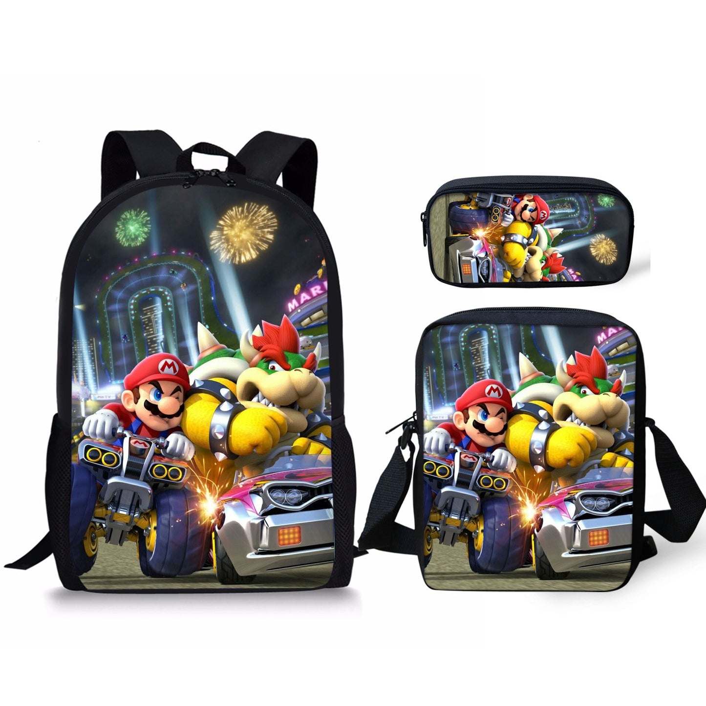 Kit escolar do Super Mario 3 peças Estojo + Bolsa + Mochila