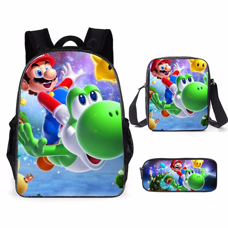 Kit escolar do Super Mario 3 peças Estojo + Bolsa + Mochila