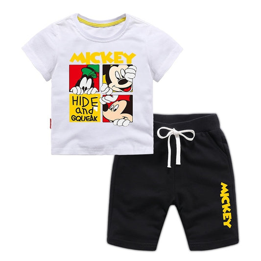 Conjunto do mickey para meninos de verão de 2 peças camiseta + short