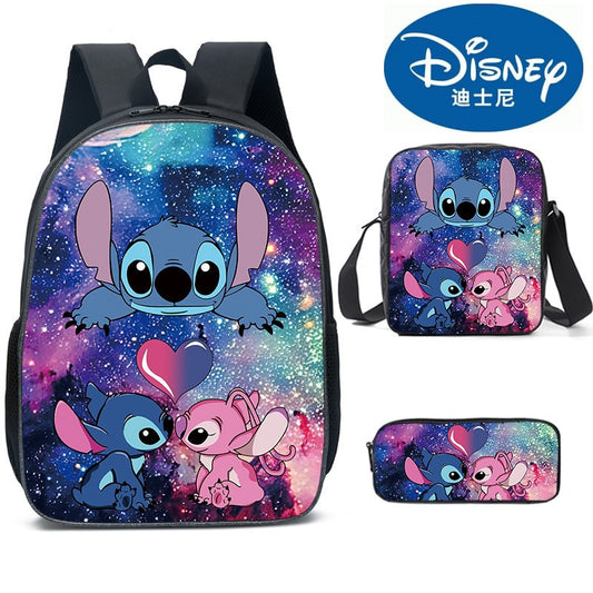 Kit escolar de 3 pçs/conjunto Lilo & Stitch bolsa+mochila+estojo