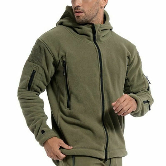 Jaqueta masculina quente militar tático esportivo com capuz e vários bolsos