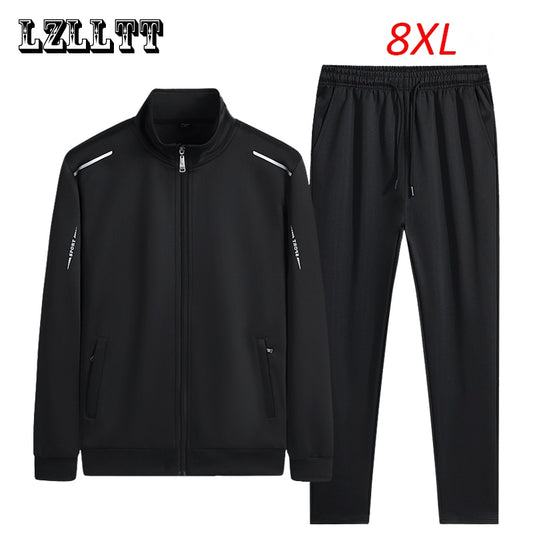 Conjunto masculino de moletom esportivo com 2 peças calça + jaqueta