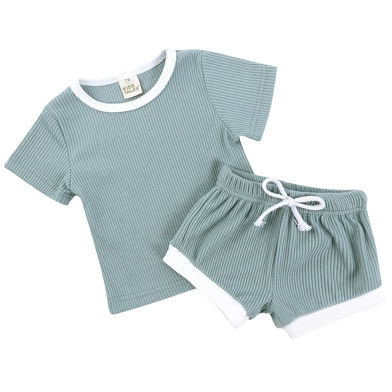 Conjunto de roupas infantil unissex de 6 meses - 4 anos short+camiseta