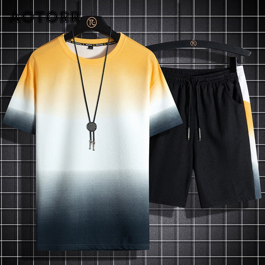 Conjunto masculino esportivo com 2 peças camiseta +short